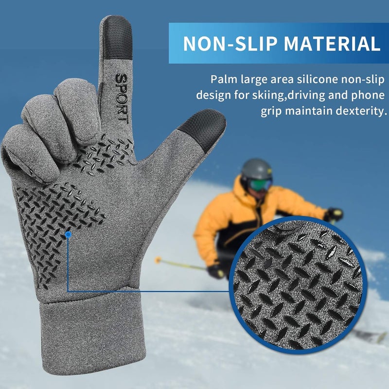 Lorpect Winter Gloves for Men Women Touch Screen Gloves Cold Weather Warm Driving Running Gloves - Image 2